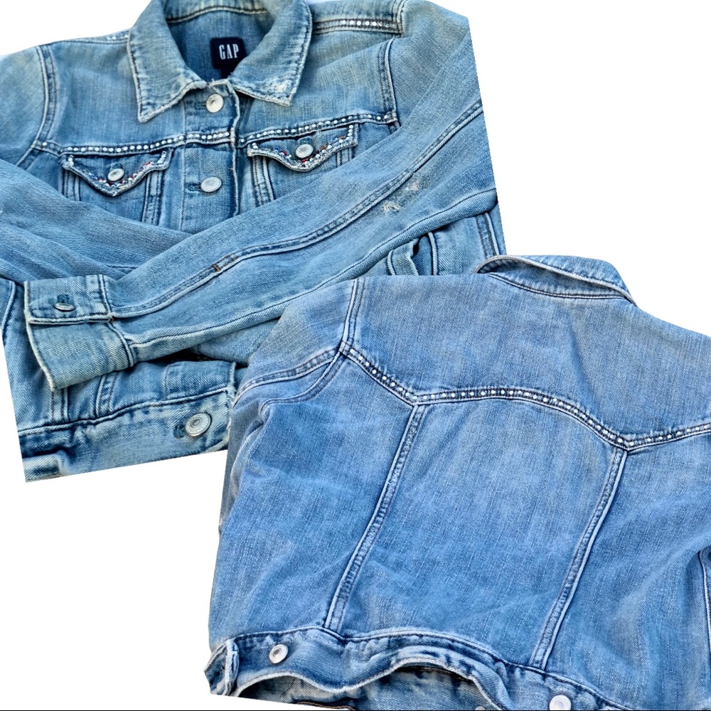 Distressed Gap Denim & Rhinestone Jacket - Picture 5 of 15